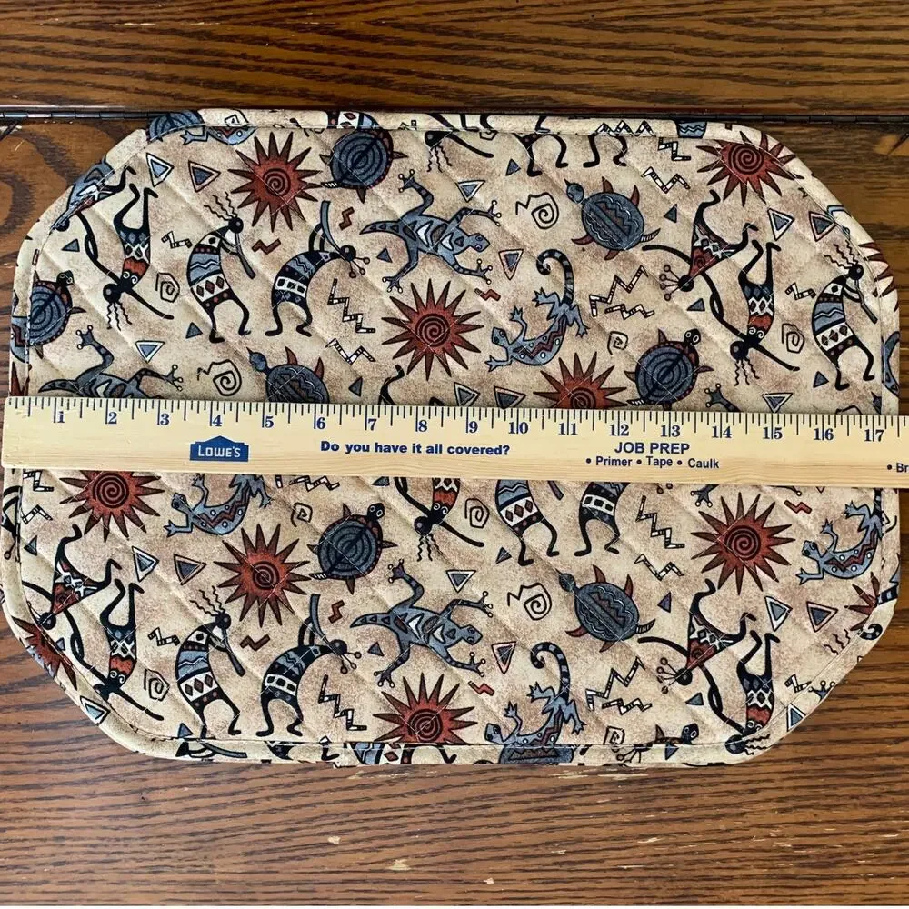 Vintagen Native American Southwestern Placemats 4 set Kitchen 100% Cotton Aztec